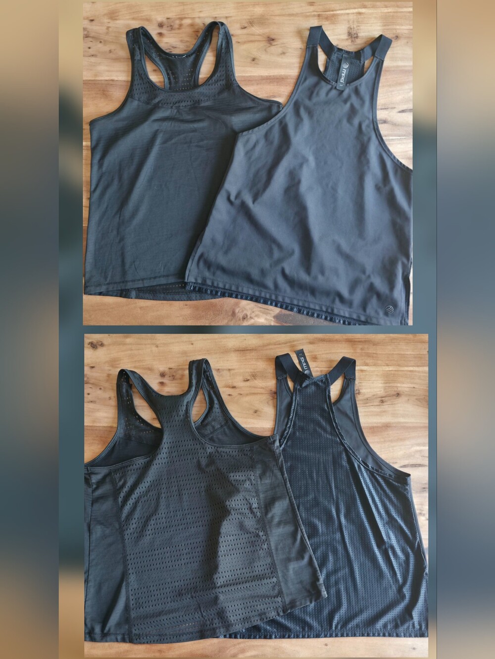 Bundle Of Two Black tank Top With Perfored Panel,gym/yoga cami, size S